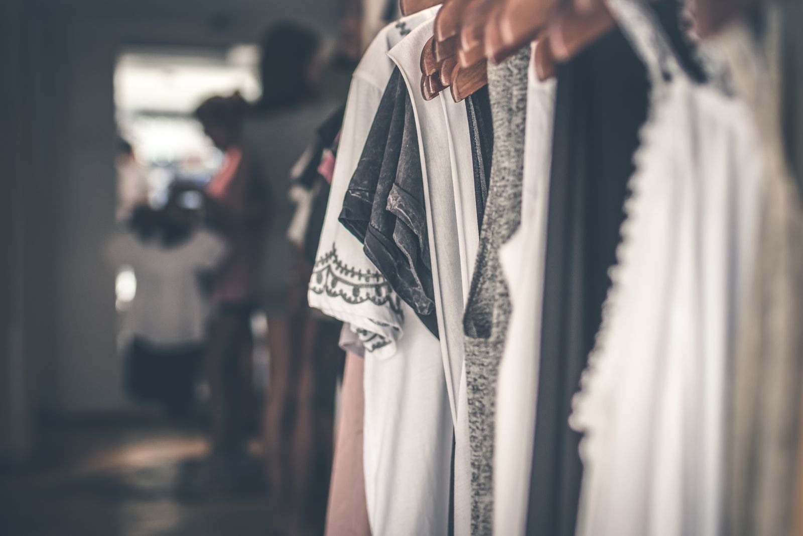 Soft spring clothing on a rack